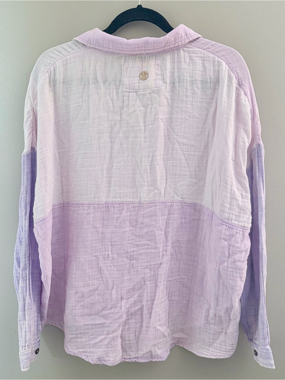 Simply Southern Colorblock Gauze Button Down Shirt Medium Purple Pastel - Picture 4 of 7